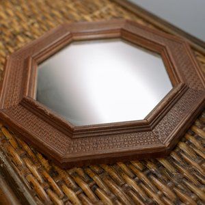 Wooden Hexagon Mirror